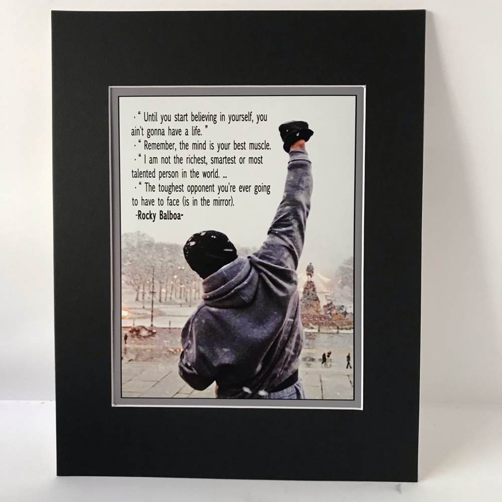 COPY - ROCKY BALBOA with motivation quote- matted print wall art size 11x14